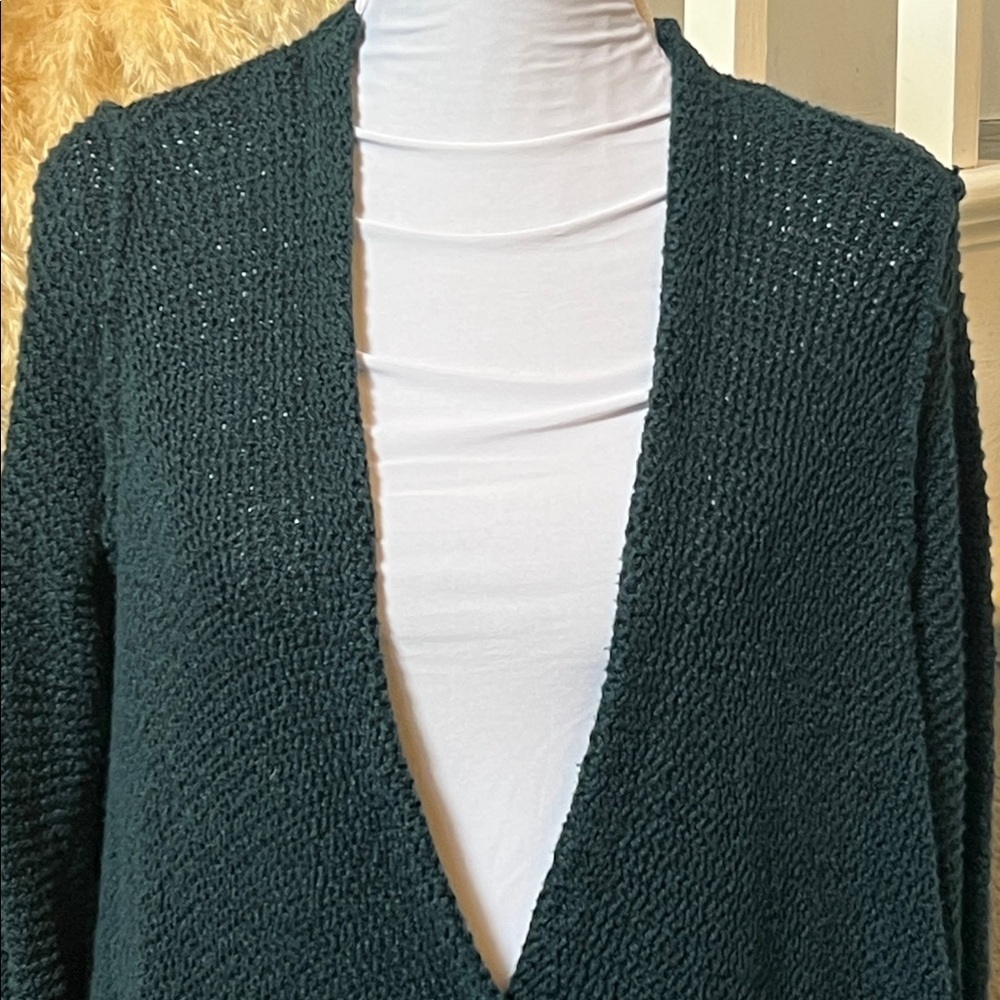 Free People Handkerchief Hem Longline Cardigan Green Sweater Size Small - Picture 3 of 9